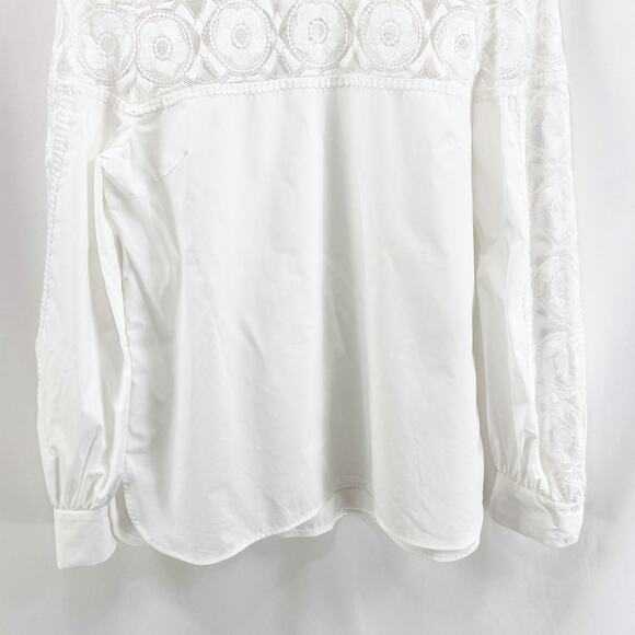 SANDRO White Mock Turtle Neck Long Sleeve Lace Blouse - Picture 5 of 14